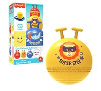 Fisher Price - Bola saltarina Infantil Amarilla - Pelota saltarina con Agarre Seguro - Incluye hinchador Colección Pelotas Infantiles - Diámetro 45 cm (DeQube 920D00087)