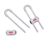 Fisher-Price - Cerraduras de seguridad para armarios y cajones para bebés, color blanco, paquete de 2 cerraduras para armarios y cajones para cocina, dormitorio y baño, sin taladro, fácil ajuste