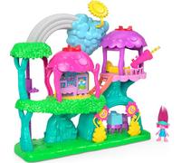 Fisher-Price Conjunto de Juego de casa del árbol arcoíris con Luces y Sonidos Imaginext de DreamWorks Trolls con Poppy, 7 Piezas, Juguete +3 años (Mattel HML49)