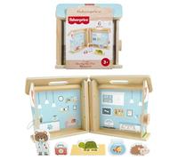 Fisher-Price Conjunto de Juego portátil de imitación de Madera Hospital de Mascotas, 6 Animales de Madera para niños y niñas de Preescolar a Partir de 3 años, JFG07