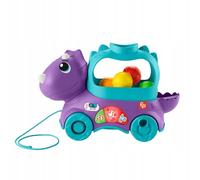 Fisher-Price Dinosaurio de juguete de arrastre con bolas, luces y sonidos, para bebés +1 año, Versión: Czech; Inglés, UK; Húngaro; Polaco; Eslovaco, HNR51