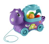 Fisher-Price Dinosaurio de Juguete de Arrastre con Bolas, Luces y Sonidos, para bebés +1 año, versión español + portugués + Italiano + inglés (HNR52)