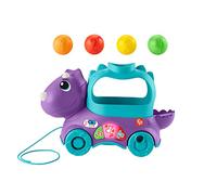 Fisher-Price Dinosaurio de juguete de arrastre con bolas, luces y sonidos, para bebés +1 año, Versión: Francés, HNR56