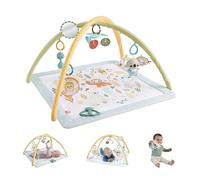 Fisher-Price Gimnasio Infantil Despierta Tus Sentidos | Manta lavable con 6 juguetes, móvil, desarrollo sensorial y motricidad gruesa, desde 0+ meses, JMN74