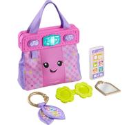 Fisher-Price HTW89 - Bolso de Juguete de Aprendizaje para bebés y niños pequeños a Partir de 6 Meses, Bolsa para IR a Lugares con 4 Accesorios de Juego de simulación