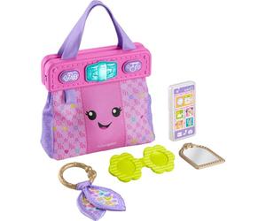 Fisher-Price HTW89 - Bolso de Juguete de Aprendizaje para bebés y niños pequeños a Partir de 6 Meses, Bolsa para IR a Lugares con 4 Accesorios de Juego de simulación