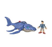 Fisher-Price Imaginext Campamento Cretáceo Mosasaurus & Kenji, muñeco con Dinosaurio de Juguete (Mattel HCN52)