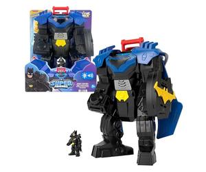 Fisher-Price Imaginext DC Super Friends Batman Traje mecánico volador de 36,83cm con luces, sonidos y movimiento, figura de acción de 7,6cm y accesorios de lanzador y discos, JDL03