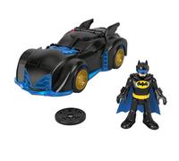 Fisher-Price Imaginext DC Super Friends Batmóvil Giros y Llama, Coche de Juguete Que Lanza proyectiles con Figura de Batman, Juguete +3 años (HRP08)