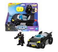 Fisher-Price Imaginext DC Super Friends Coche de juguete Batmóvil Metal | Set con vehículo Batmobile, figura Batman de 7,6 cm y accesorios, con lanzador y 2 discos, JFJ68