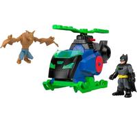 Fisher-Price Imaginext DC Super Friends Figuras y vehículo de acción | Figuras de acción de 7,6 cm y vehículo, Batman Batcóptero y Man-Bat para carreras y persecuciones, JML97