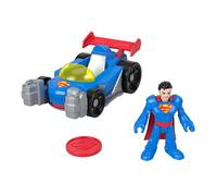 Fisher-Price Coche Imaginext Supermóvil MetalForce, figura Superman 7,6cm, lanzador y 2 discos JFJ69
