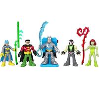 Fisher-Price Imaginext DC Super Friends Pack Power Reveal 4 figuras con lanzador de proyectiles con luz ultravioleta, juguete +3 años (Mattel HGX97)