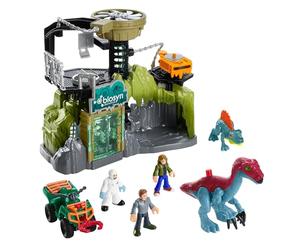 Fisher-Price Imaginext Jurassic World Set de Juego Laboratorio de Dinosaurios, con Las Figuras de Owen, Maisie y Dr. Grant, tericinosauria y dimetrodón y Accesorios, Juguete +3 años (HPT69)