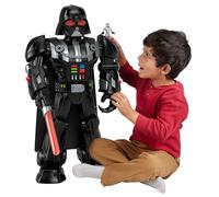 Fisher-Price Imaginext Star Wars Robot de Darth Vader de 60 cm con luces y sonidos, con sable láser, lanzador y figura de soldado imperial, juguete +3 años (HXG51)