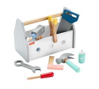Fisher-Price Caja de herramientas HYG50 de madera - Taladro y 9 piezas, 3+ años