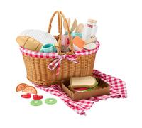Fisher-Price Juego de cesta de pícnic de madera con comida, juguete de preescolar de imitación con 31 artículos, para niños y niñas a partir de 3 años, HXT81
