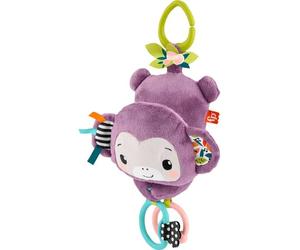 Fisher-Price Juguete de Cochecito de bebé Sing & Go Purple Monkey Musical Peluche sensorial con Arrugas y clackers para recién Nacidos Desde el Nacimiento +