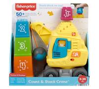 Fisher-Price Juguetes educativos para bebés y niños pequeños contando y apilando grúa con bloques, luces, música y sonidos para bebés a partir de 9 meses, versión multilingüe, HWY66