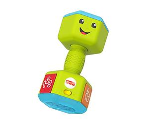 Fisher-Price Laugh & Learn Countin' Reps Dumbbell - UK English Edition, Musical Rattle Toy with Learning Content for Baby and Toddler Ages 6-36 Months, GRF30