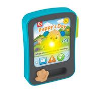 Fisher-Price Laugh & Learn Perrito, lector de cuentos multilingüe | Italiano, español, portugués, inglés, tablet de juguete, luces y canciones educativas, bebés desde 6 meses, JFM88