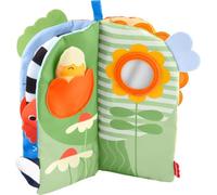 Fisher-Price Libro Suave Sensorial Juguete Bebé | 4 páginas, juego boca abajo, actividades incluyendo mordedor y espejo, recién nacidos 0+, JKP53