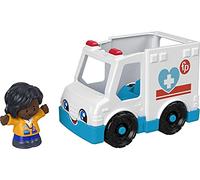 Fisher-Price Little People Ambulancia, veh culo a presi n con figura EMT para ni os peque os y preescolares de 1 a 5 a os