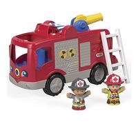 Fisher-Price Little People Camión de bomberos Coche de juguete con luces y sonidos y 2 figuras, juguete para bebés +1 año, versión español (FPV33)