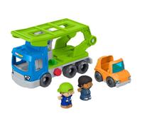 Fisher-Price Little People Camión Porta Coches de Juguete | Camión porta coches de juguete, 3 piezas, juego de mecánico, para niños pequeños de 1+ años, JJY78