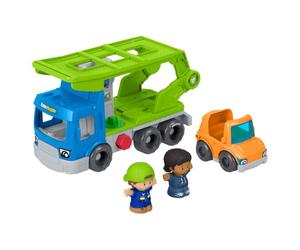 Fisher-Price Little People Camión Porta Coches de Juguete | Camión porta coches de juguete, 3 piezas, juego de mecánico, para niños pequeños de 1+ años, JJY78