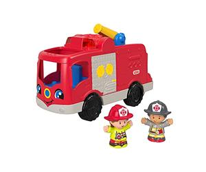Fisher-Price Little People Helping Others Fire Truck - Edición multilingüe, camión de Bomberos de Juguete Musical con Figuras para niños pequeños y preescolares de 1 a 5 años, HJN38