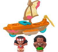 Fisher-Price Little People - Juguete para niños pequeños, diseño de la princesa Moana y Maui de Disney, barco de vela con figuras para juegos de simulación a partir de 18 meses