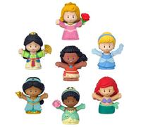 Fisher-Price Little People Princesas Disney Set de 7 Figuras | Juego de imitación con figuras de Tiana, Cenicienta, Vaiana, Mulán, Ariel, Aurora y Jasmine, +18 meses
