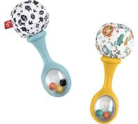 Fisher-Price Maracas Divertidas, 2 sonajeros con Estampado de Hojas en Blanco y