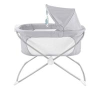 Fisher-Price Moisés Plegable, Cuna para bebés (Mattel GWD36) | Moisés portátil para mesita de noche, proyección de luz estrellada, sonidos calmantes y lados de malla, menos de 9 kg