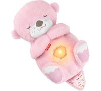 Fisher-Price Nutria Hora de dormir Juguete para bebés, sonajero portátil de peluche rosa con movimiento de respiración y luces para bebés recién nacidos a partir de 0 meses, JLJ33