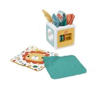 Fisher-Price Pañuelos divertidos Cubo de actividades sensorial con texturas, juguete para bebés +3 meses (Mattel HML64)
