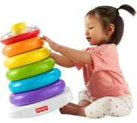 Fisher-Price Pirámide Balanceante Gigante Rock-a-Stack Juguete apilable | 6 aros y base grande, 35,6 cm, apilar, motricidad fina y gruesa, de 1+ años, GJW15