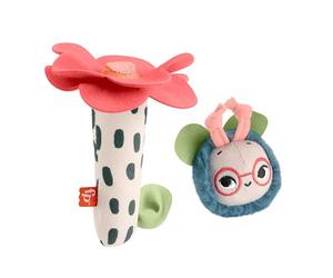 Fisher-Price Planet Friends Abejita Flores y ruiditos Conjunto de dos peluches sensoriales para bebés recién nacidos a partir de 3 meses, HYR56