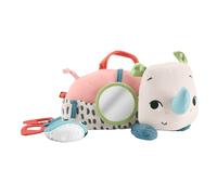 Fisher-Price Planet Friends Pequeño rinoceronte para jugar boca abajo Peluche con actividades sensoriales para bebés a partir de 0 meses, HYR55