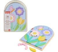 Fisher-Price Puzzle de flores, Juego de imitación con 38 bloques de madera con certificación FSC que ayuda a desarrollar la motricidad, juguete regalo para niños y niñas +3 años, HXT97