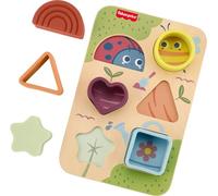 Fisher-Price Rompecabezas de ordenar Formas de Madera y Silicona Juguete de clasificación por Formas con Tablero de Madera para bebés a Partir de 6 Meses, JKH10