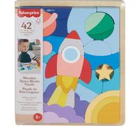 Fisher-Price Puzzle Espacial de Madera con 42 Piezas Fabricadas en Material Certificado FSC Que Forman un Cohete, Juego Inspirado en Montessori, +3 años (HXY42)
