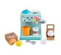 Fisher-Price Ríe y aprende Máquina de café con accesorios de cafetería, juguete educativo con sonidos, para bebés +1 año, versión español + portugués + italiano + inglés (HYT02)