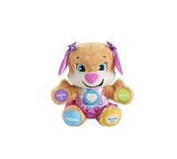 Fisher-Price Ríe y Aprende Perrita Primeros Descubrimientos, peluche interactivo con luces y sonidos, juguete bebé +6 meses, Versión: Polaco, FPP63