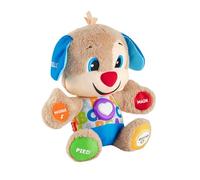 Fisher-Price Ríe y Aprende Perrito Primeros Descubrimientos, peluche interactivo con luces y sonidos, juguete bebé +6 meses, Versión: Francés, FPM44