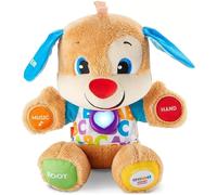 Fisher-Price Ríe y Aprende Perrito Primeros Descubrimientos, peluche interactivo con luces y sonidos, juguete bebé +6 meses, Versión: UK-Inglés , FPM43