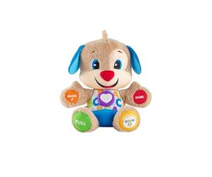 Fisher-Price Ríe y Aprende Perrito Primeros Descubrimientos, Peluche Interactivo con Luces y Sonidos, Juguete bebé +6 Meses, Versión: Alemán, FPM50