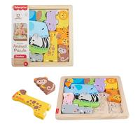 Fisher-Price Rompecabezas infantil de animales de madera, juego de clasificación de formas con 13 piezas de madera para edad preescolar, a partir de 2 años, JFG10