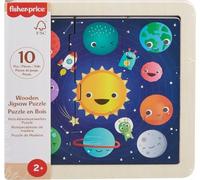 Fisher-Price- Rompecabezas Planetas Divertidos de Madera Piezas, Multicolor (Mattel HXV16)
